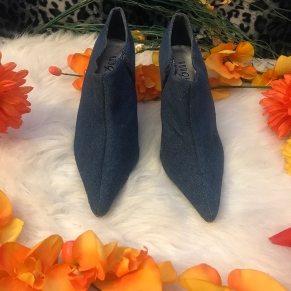DENIM BOOTIE Silver Heel Sz 8 - Picture 3 of 4